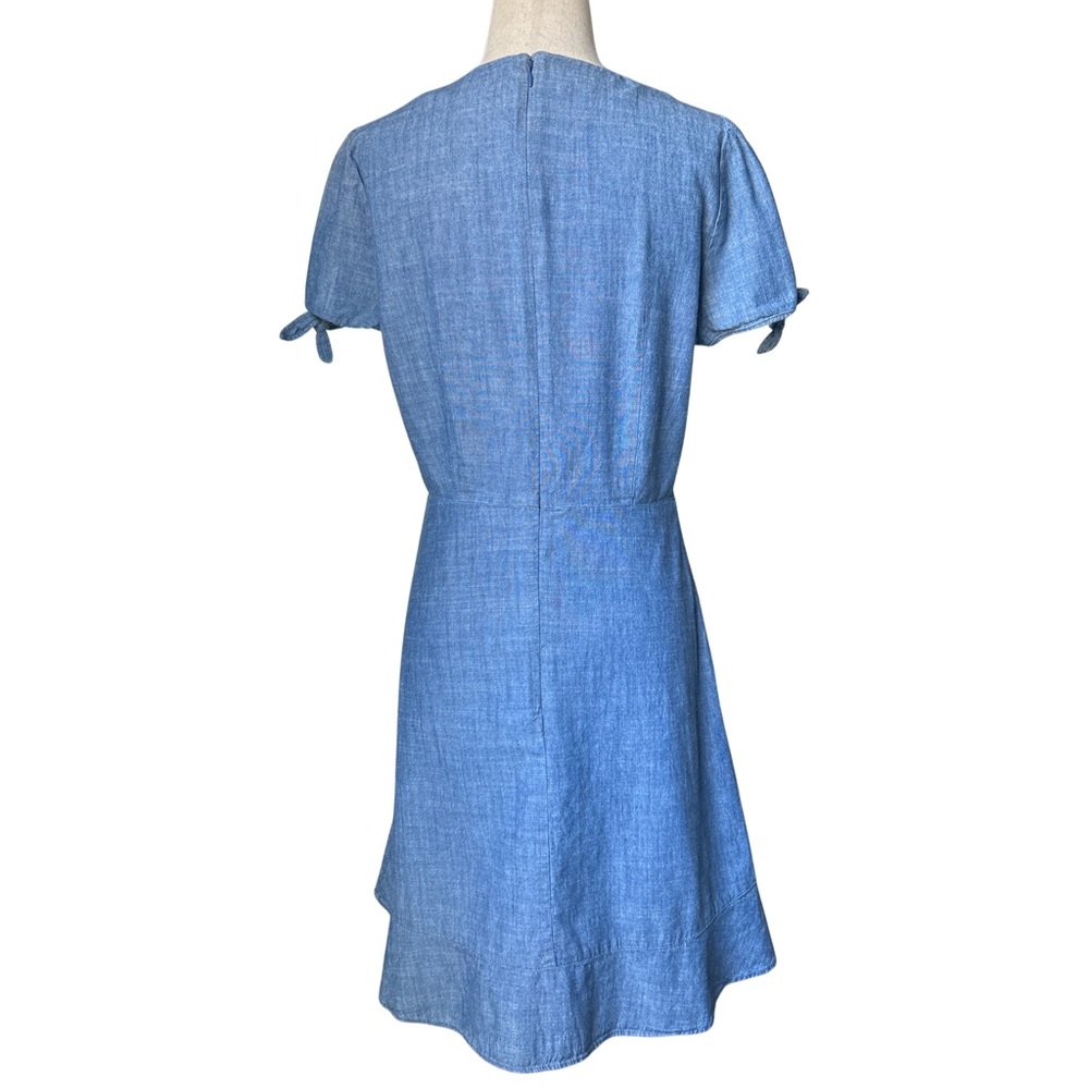 J. Crew Chambray Faux Wrap Short Sleeve Mini Dress - 6 - Medium Wash Blue - Picture 5 of 16